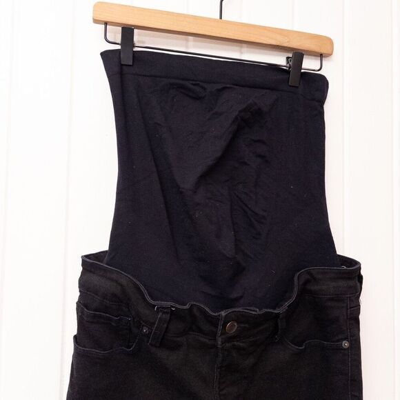 Blanqi Maternity Denim Jeans Black Skinny Over-Belly Panel Distressed Size 14 - Picture 3 of 9